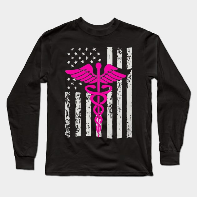 Nurse american flag Long Sleeve T-Shirt by RoseKinh